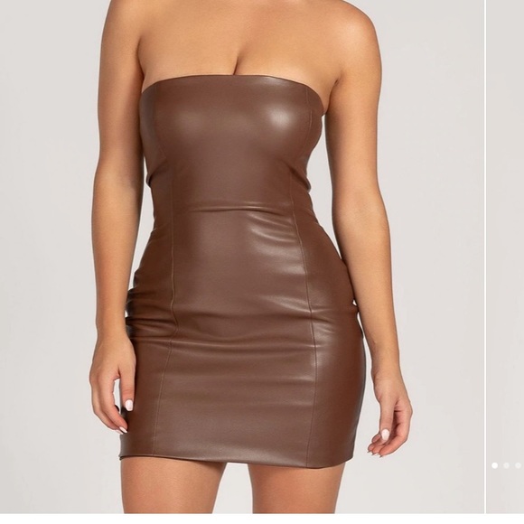 meshki brown leather dress